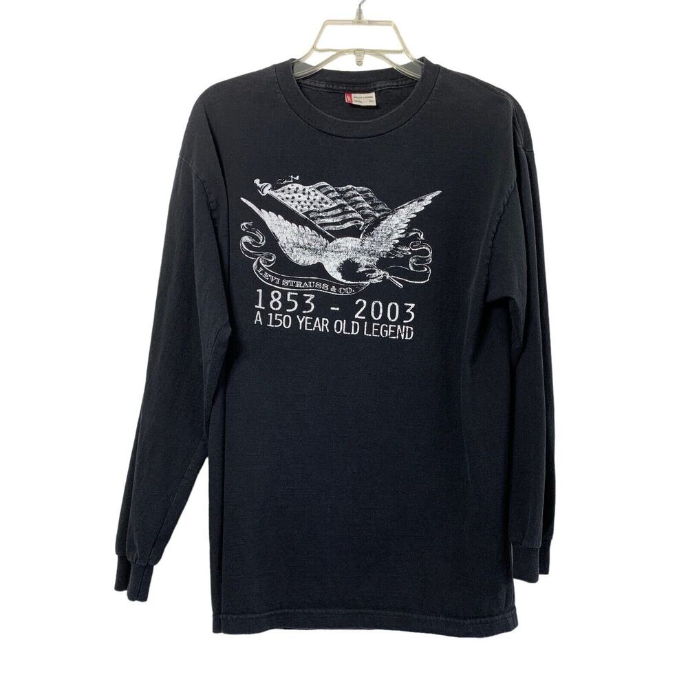 Levi's Long Sleeve‎ T Shirt Mens Large Black Graphic 150th Anniversary 1853-2003
